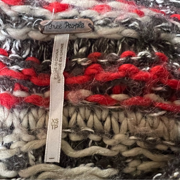 FREE PEOPLE Silver Reed Chunky Knit Sweater Fair Isle Wool Blend Size XS - Picture 6 of 8